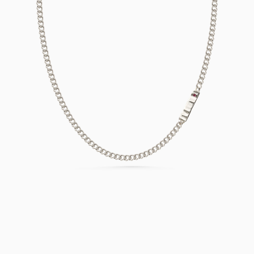 Anvil Tag Stone Necklace | Silver