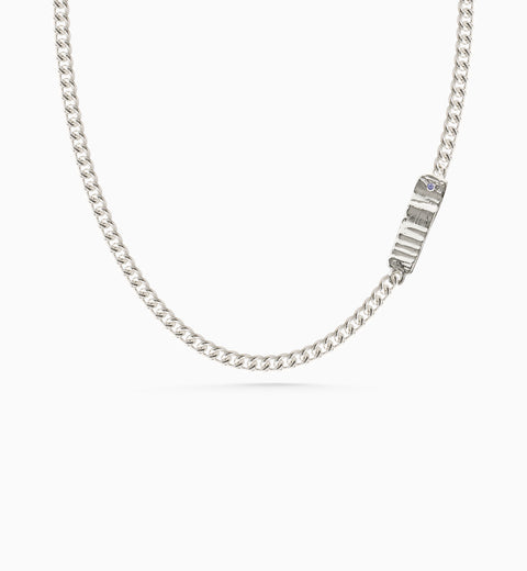 Anvil Tag Stone Necklace | Silver