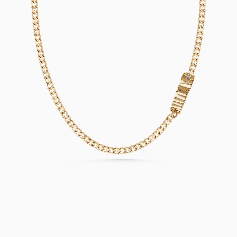 Anvil Tag Stone Necklace | Yellow Gold
