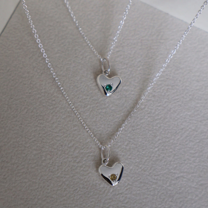 Heart Stone Pendant | Silver