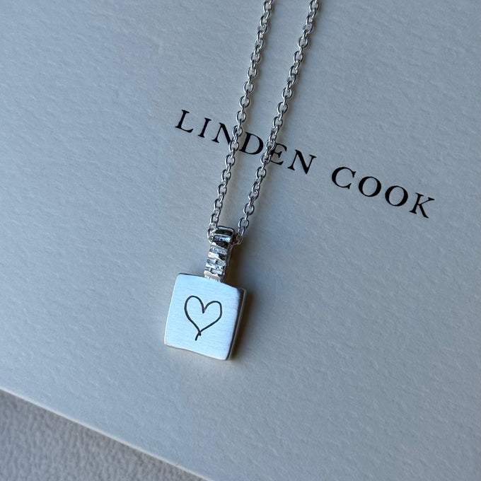 Engraved Slate Pendant | Silver