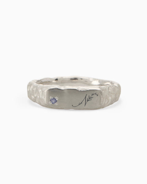 Custom Mason Ring (Stones & Engraving) | White Gold