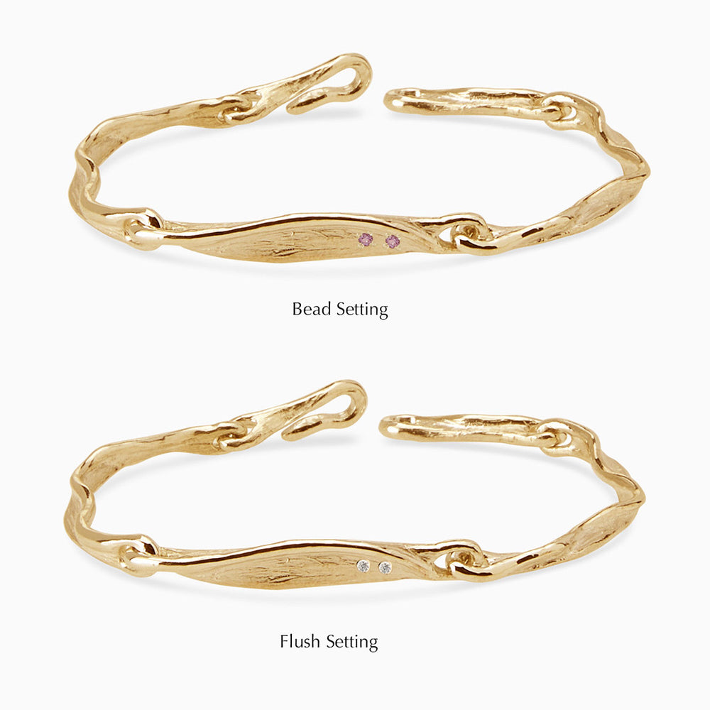 Custom Sculpt Tag Bracelet (Stones & Engraving) | Yellow Gold