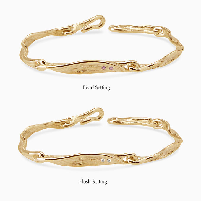 Custom Sculpt Tag Bracelet (Stones & Engraving) | Yellow Gold