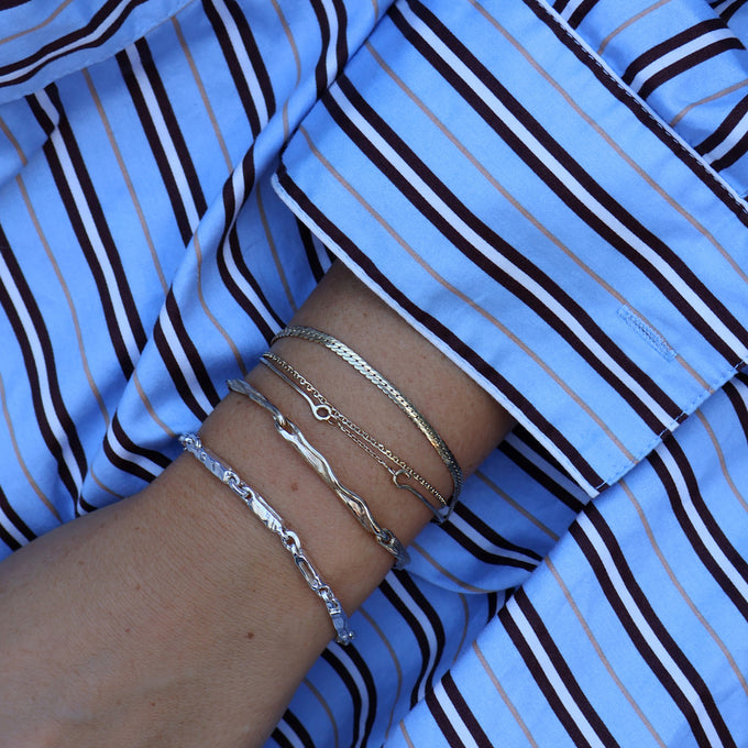 Chunky Hammered Bracelet | Silver