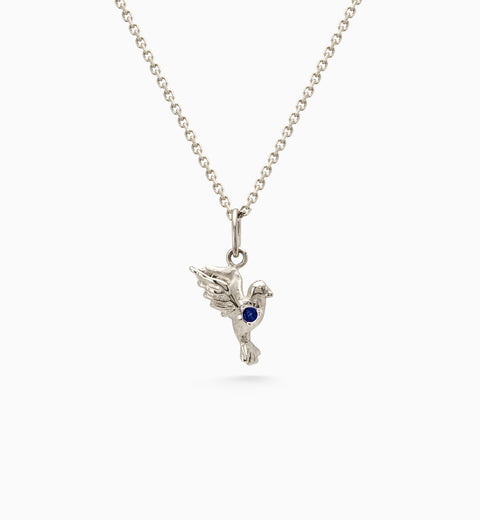 Birthstone Bluebird Pendant | Silver