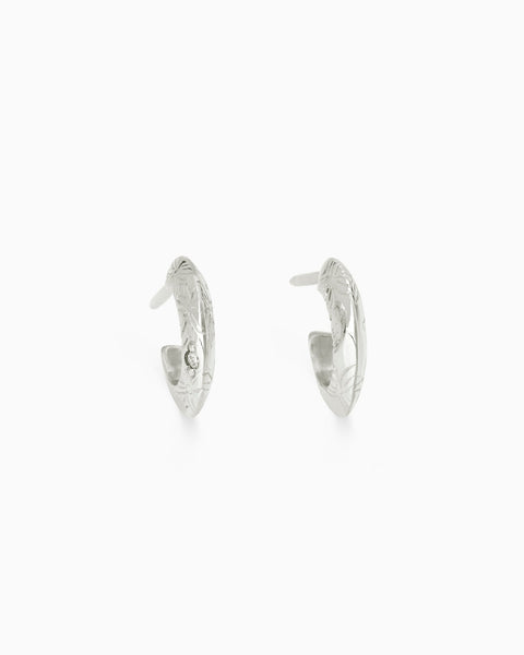 Birthflower Stone Huggies | Solid White Gold