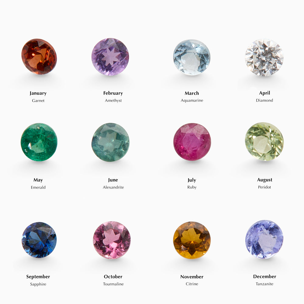 Organic Birthstone Tag Wide | White Gold