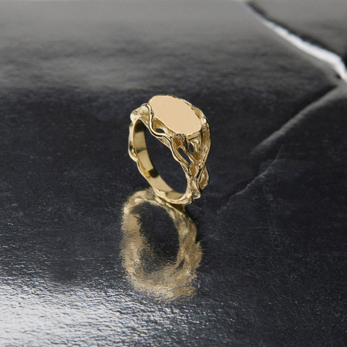 Ivy Oval Signet Ring | Yellow Gold