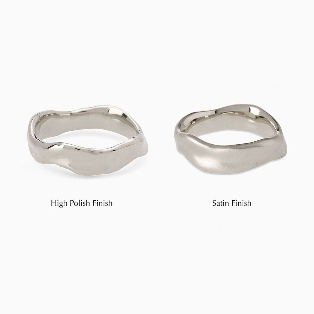 Custom Wave Ring (Stone & Engraving) | Silver