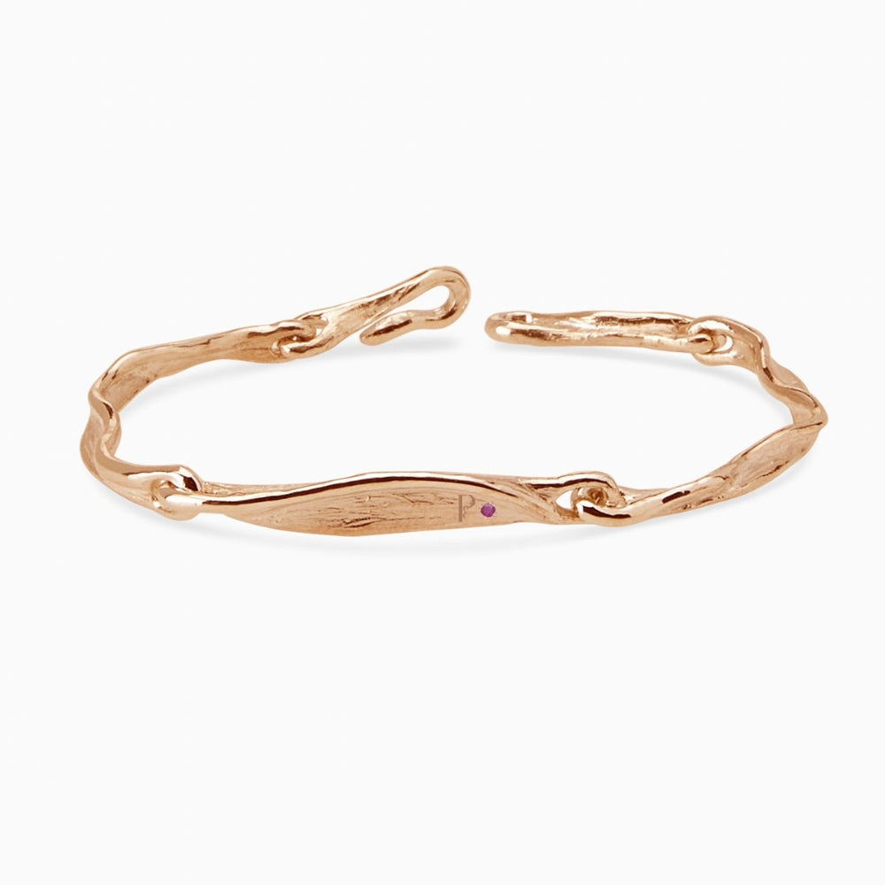 Custom Sculpt Tag Bracelet (Stones & Engraving) | Rose Gold