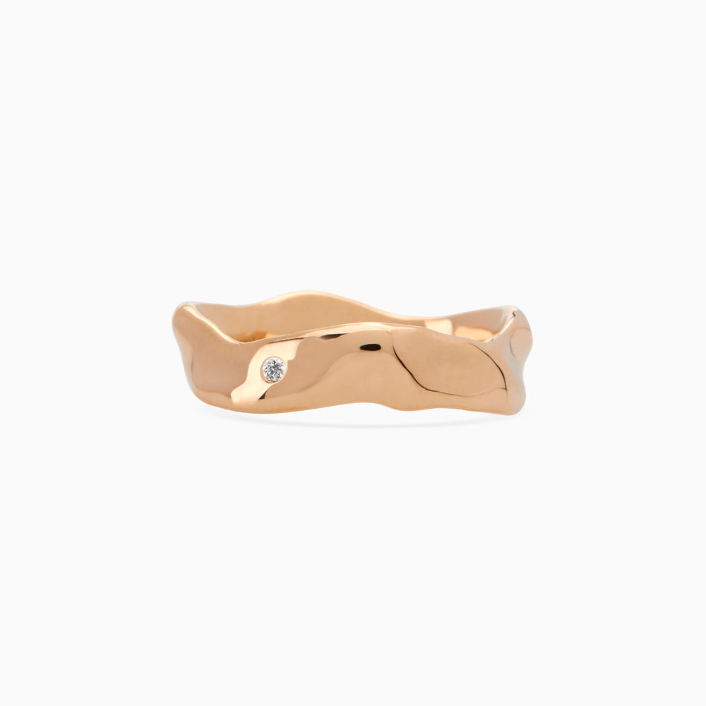 Custom Wave Ring (Stone & Engraving) | Rose Gold