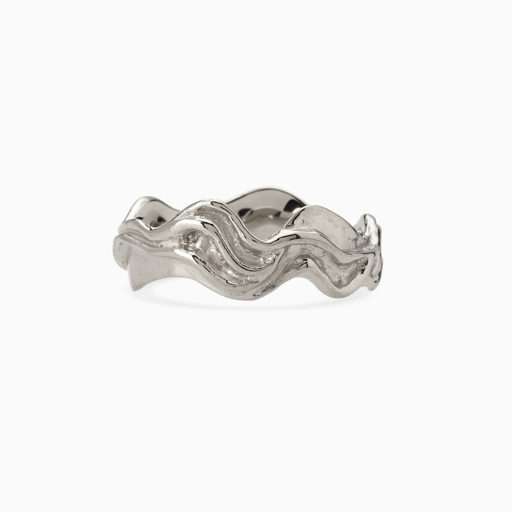 Sculpt Stone Band Ring | White Gold