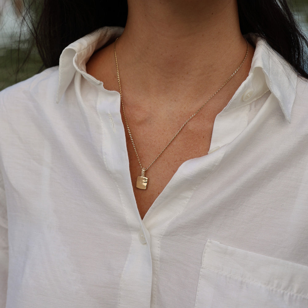 Engraved Slate Pendant | Yellow Gold