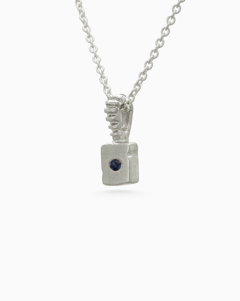 Custom X-Mini Slate Pendant (Stones & Engraving) | White Gold