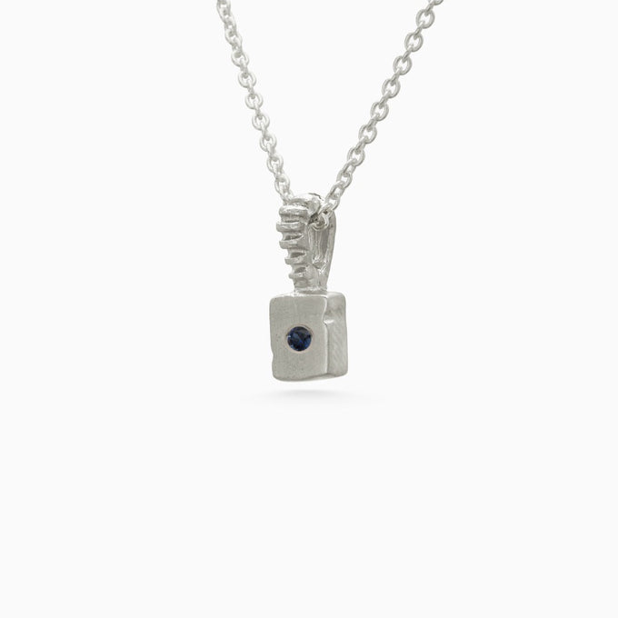 Custom X-Mini Slate Pendant (Stones & Engraving) | White Gold