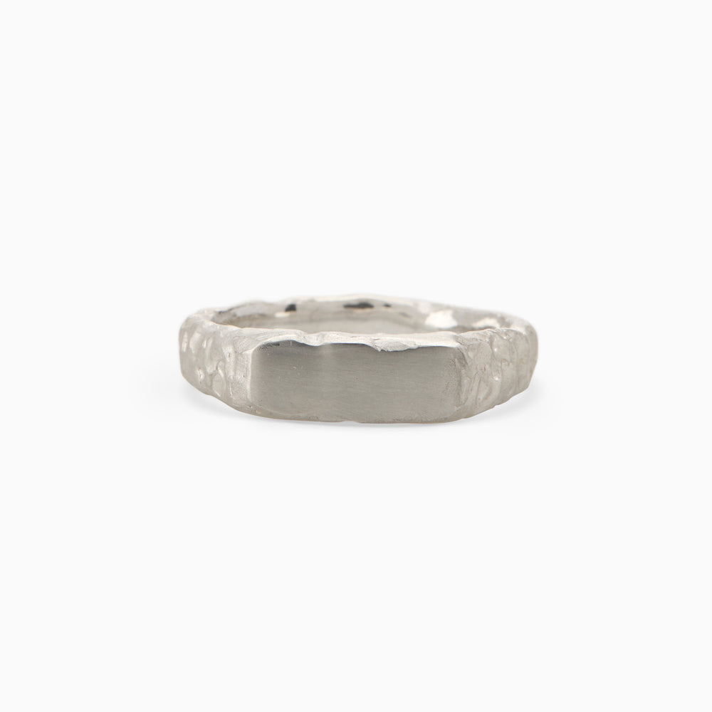 Engraved Mason Ring | White Gold