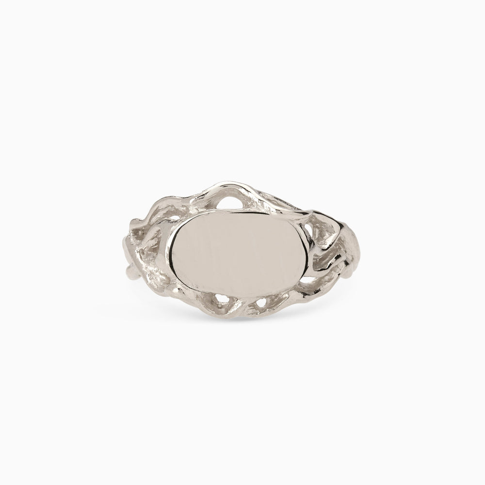 Ivy Oval Signet Ring | Silver