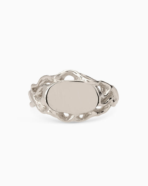 Ivy Oval Signet Ring | Silver