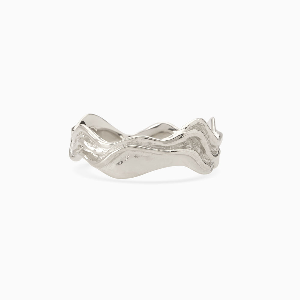 Engraved Sculpt Band Ring | Silver