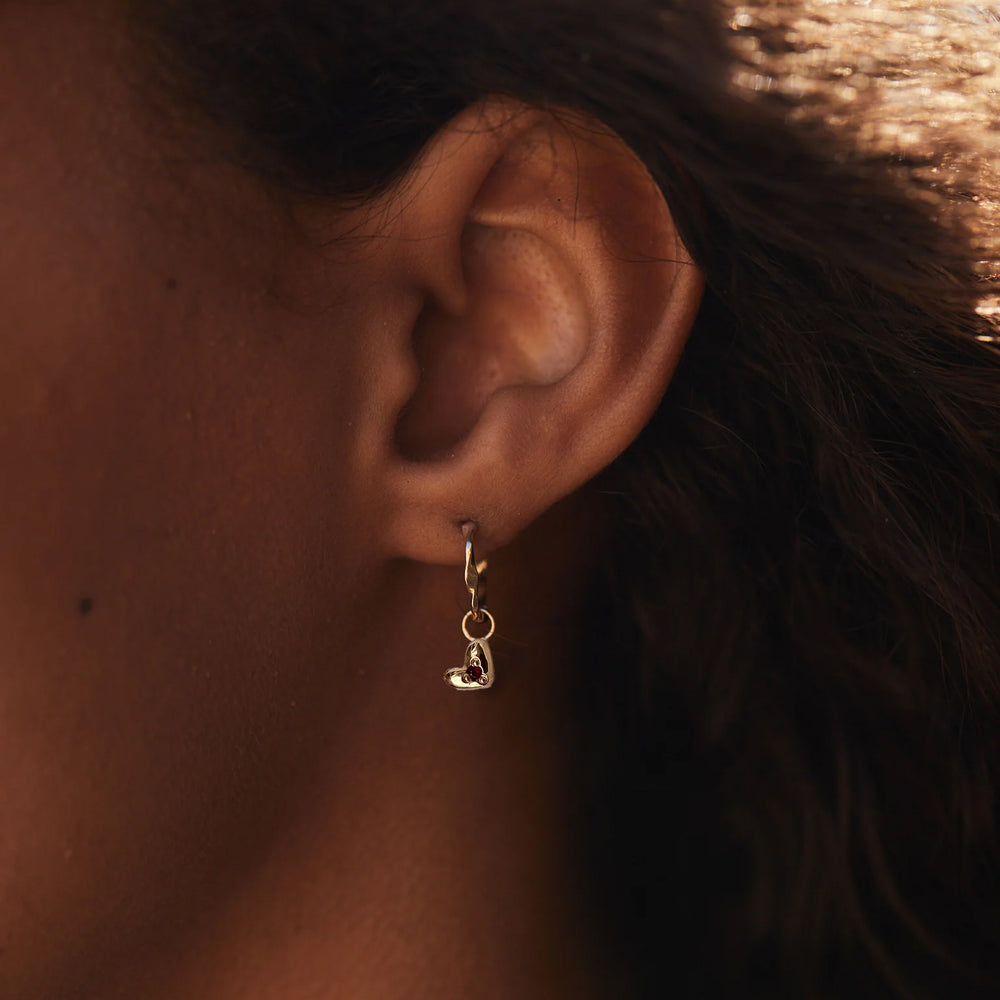 Mini Heart Stone Earring Charm | Yellow Gold