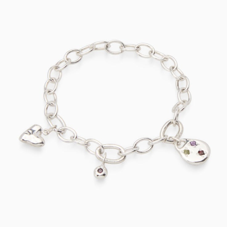 Hinge Link Charm Bracelet | Silver