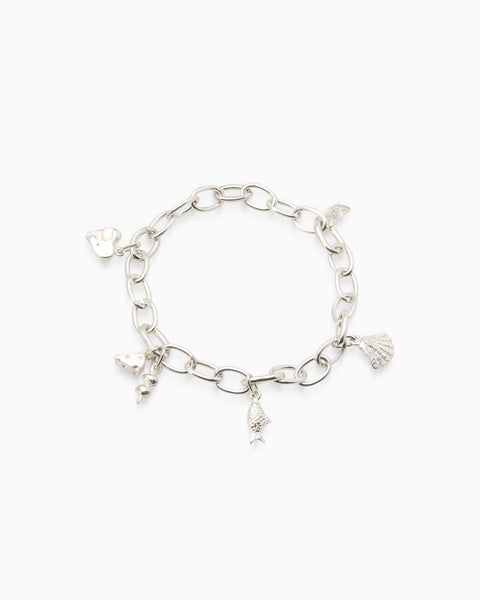 Hinge Link Charm Bracelet | Silver