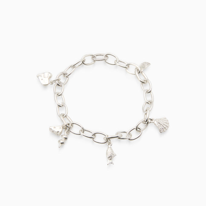 Hinge Link Charm Bracelet | Silver