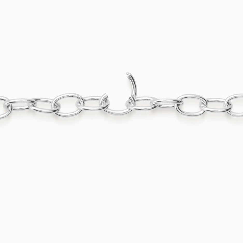 Hinge Link Charm Necklace | Silver