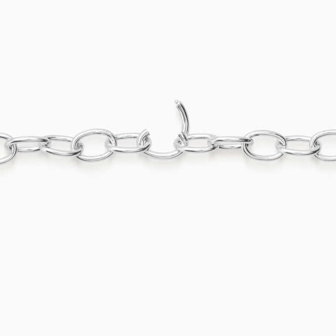 Hinge Link Charm Necklace | Silver