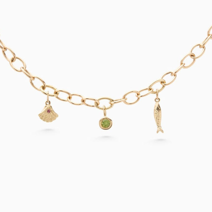 Hinge Link Charm Necklace | Gold