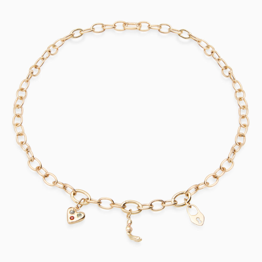 Hinge Link Charm Necklace | Gold