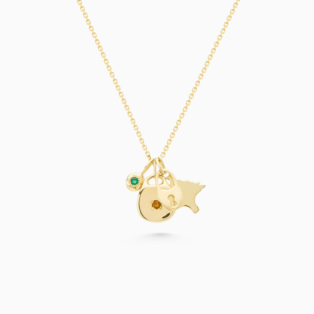 Tiny Birthstone Pendant | Yellow Gold