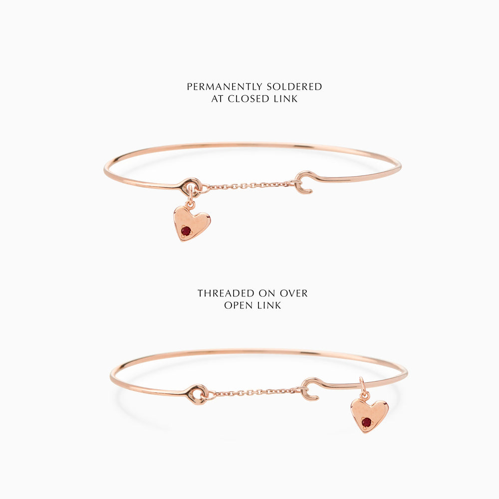 Heart Stone Pendant Weave Bracelet | Rose Gold