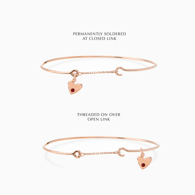 Heart Stone Pendant Weave Bracelet | Rose Gold