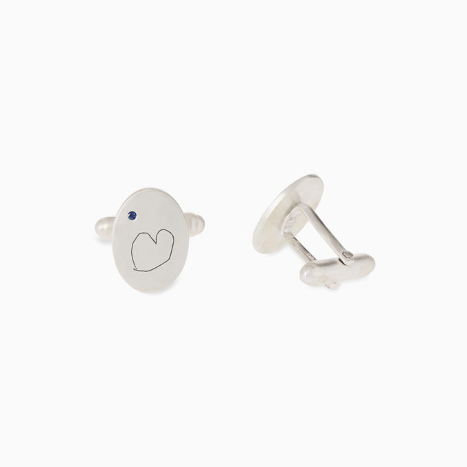 Custom Engraved Halo Cufflinks | Silver