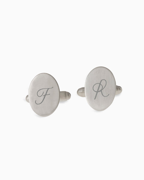 Custom Engraved Halo Cufflinks | White Gold