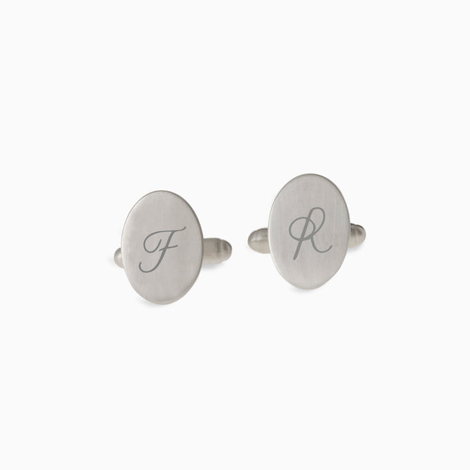 Custom Engraved Halo Cufflinks | White Gold