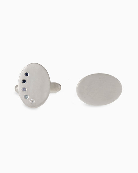 Halo Stone Cufflinks | White Gold