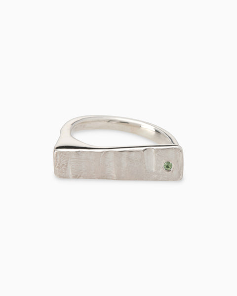 Curved Veil Stone Ring | Solid White Gold