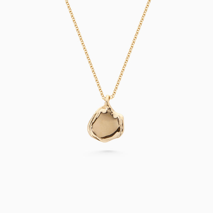 Mini Custom Wave Pendant (Stone & Engraving) | Yellow Gold