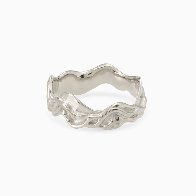 Engraved Sculpt Band Ring | Silver