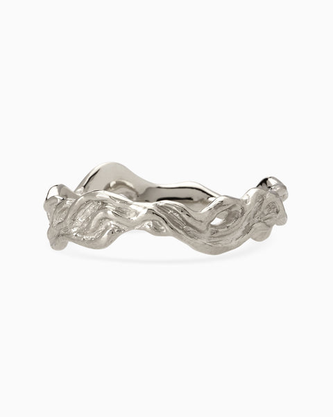 Narrow Sculpt Band Ring | White Gold