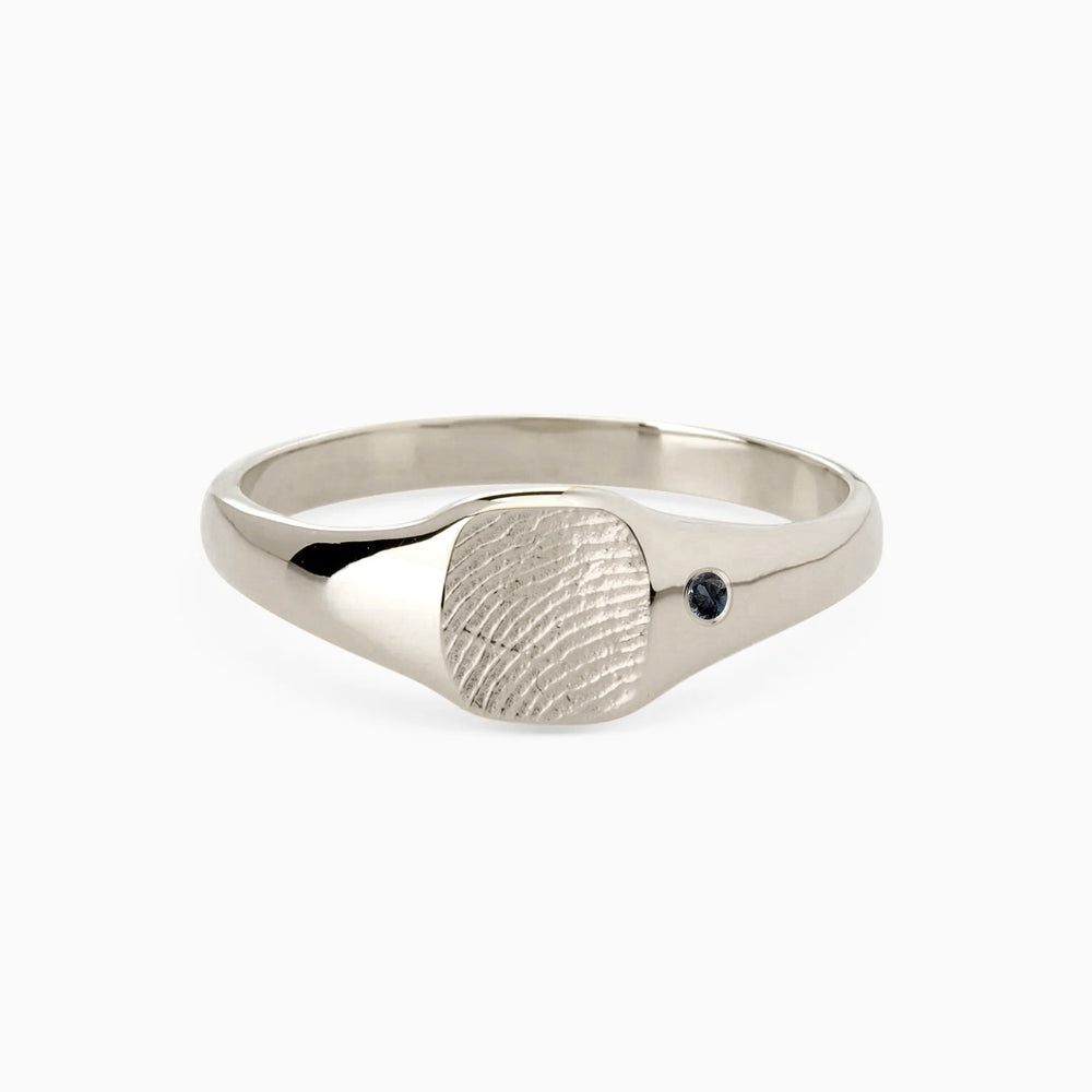 Impression™ Petite Square Signet Ring | White Gold