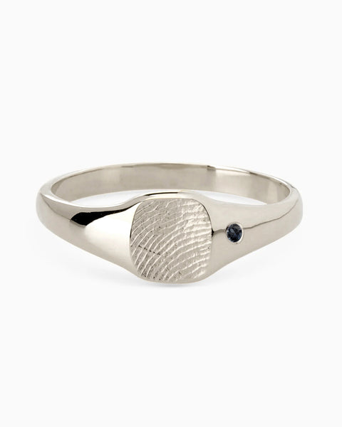 Impression™ Petite Square Signet Ring | White Gold