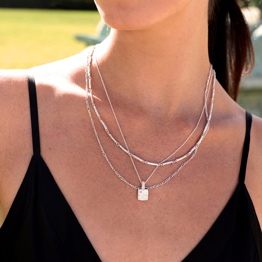Mini Custom Slate Pendant (Stones & Engraving) | Silver