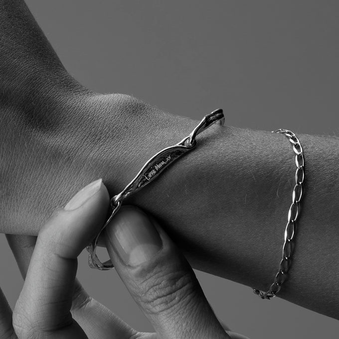 Custom Sculpt Tag Bracelet (Stones & Engraving) | Rose Gold