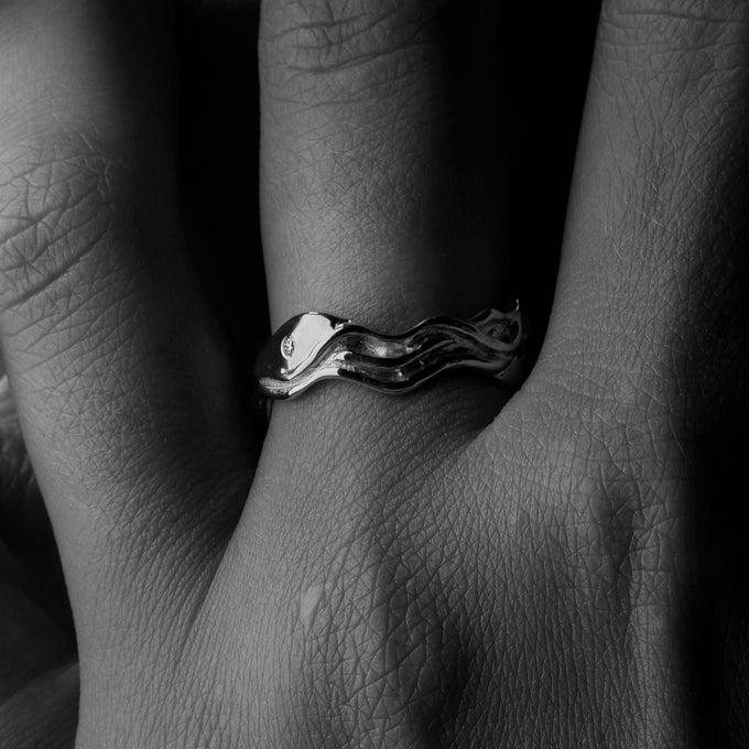 Sculpt Stone Band Ring | Rose Gold