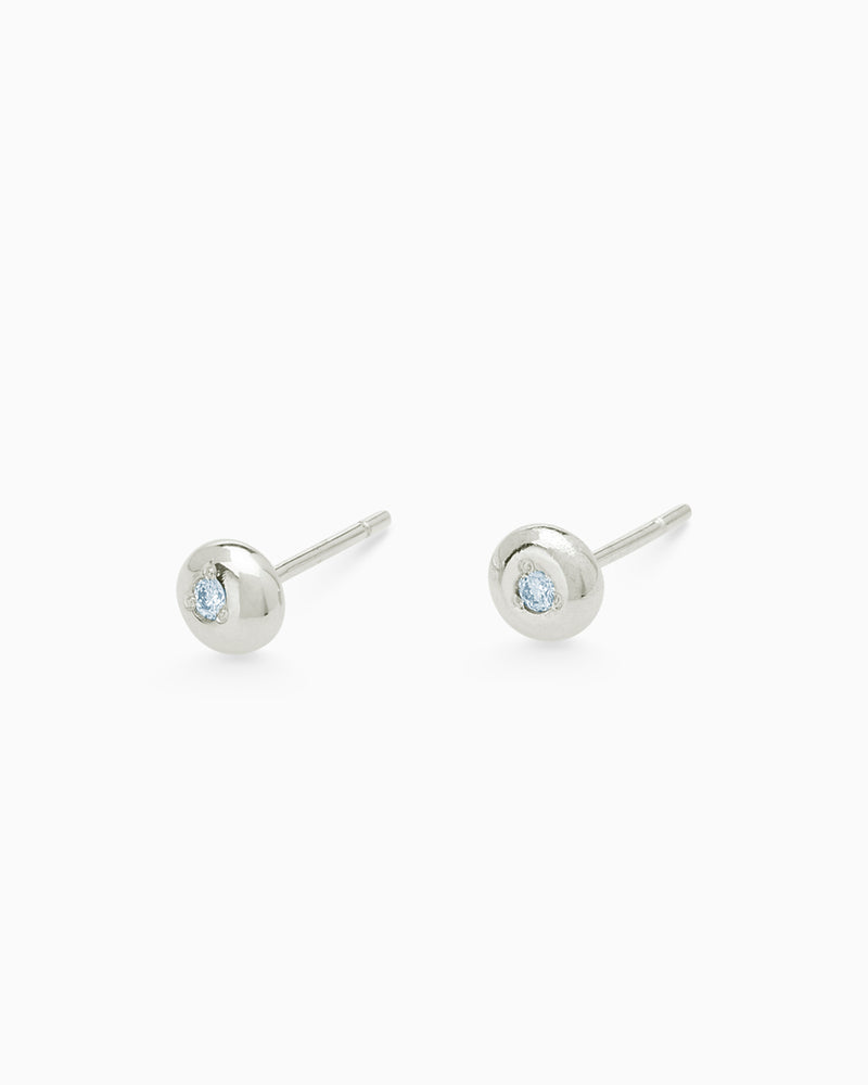 Birthstone Shadow Studs | Silver