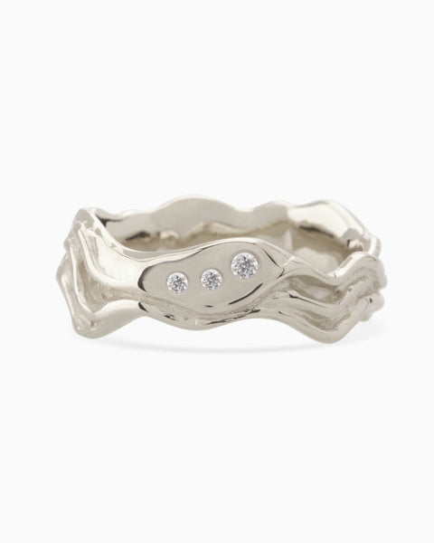 Sculpt Stone Band Ring | Silver